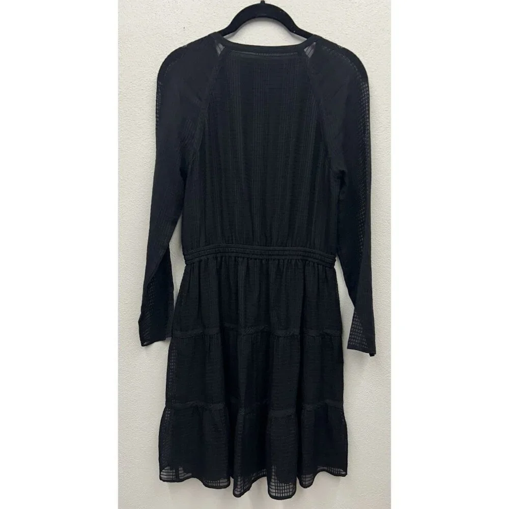 Tory Burch Silk Dress Size 2 Black Long Sleeve Knee Length Wedding Guest